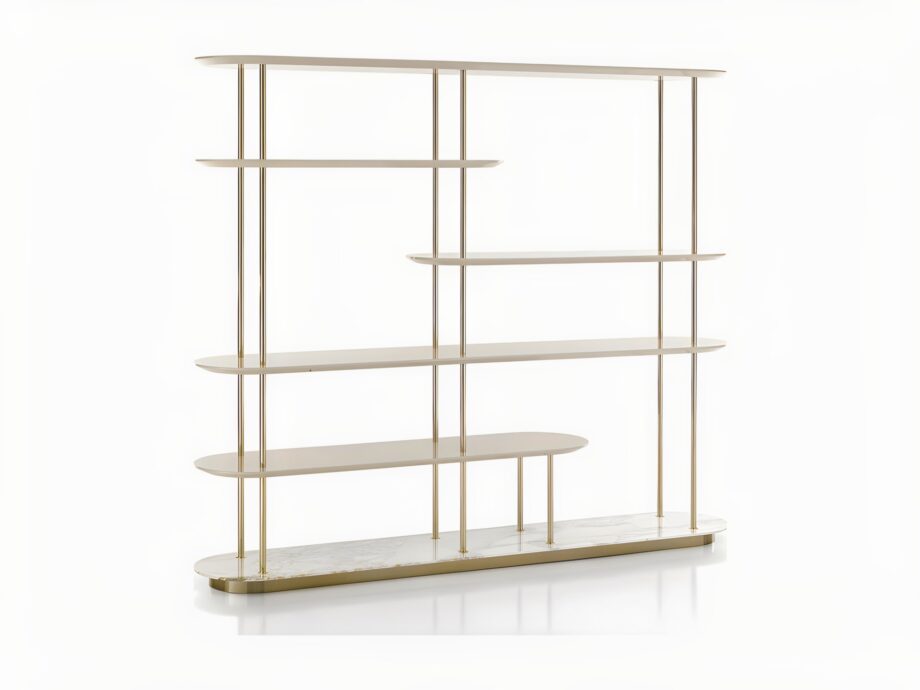Manhattan shelving unit | DV home. Elegant designer bookcase featuring a unique modular structure and luxurious metallic finishes.