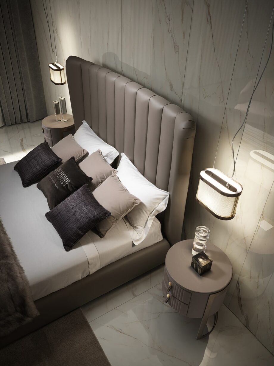 Gordon pendant lamp | DV home. Exquisite Art Deco suspension lamp with luxurious metal finishes and a soft fabric shade, creating an elegant ambiance.