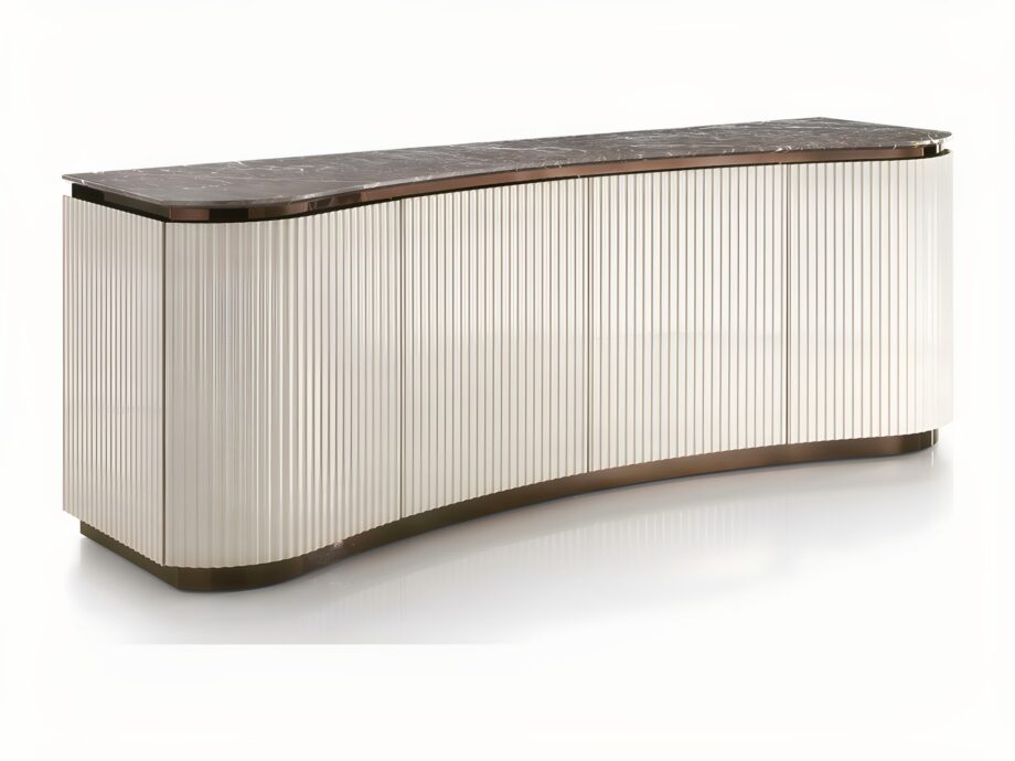 Form Canneté sideboard | DV home. Elegant Art Deco buffet with quilted doors, luxurious finishes, and a sophisticated curved design.