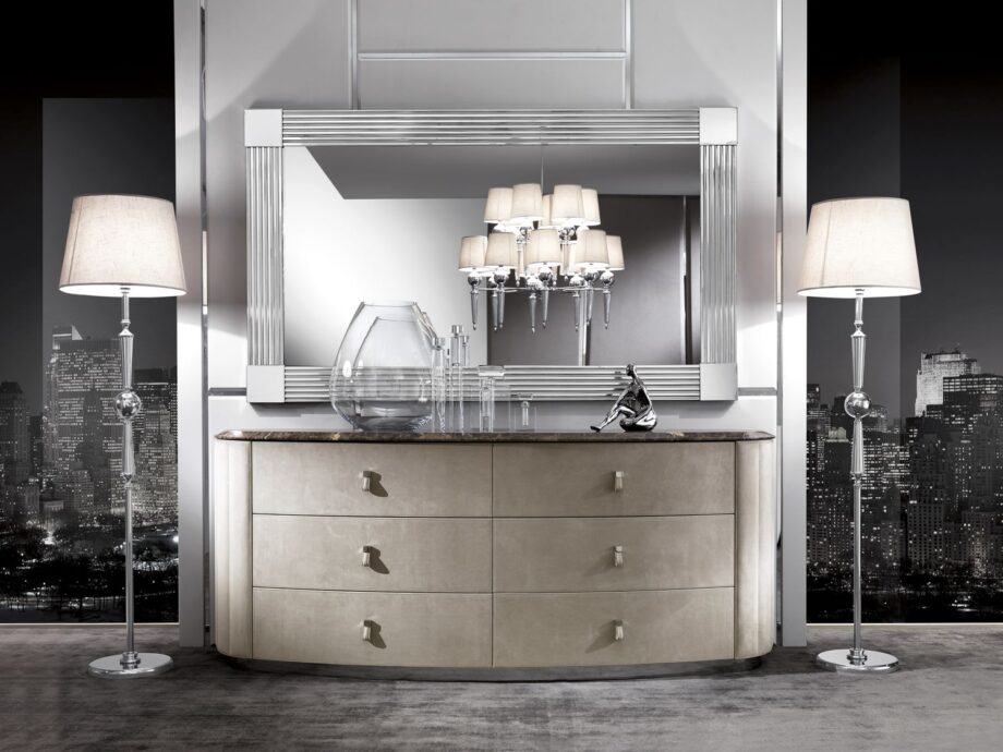 Vogue chest of drawers | DV home. An exquisite Italian-crafted drawer unit, blending Art Deco glamour with contemporary design, featuring luxurious materials and soft-close drawers.