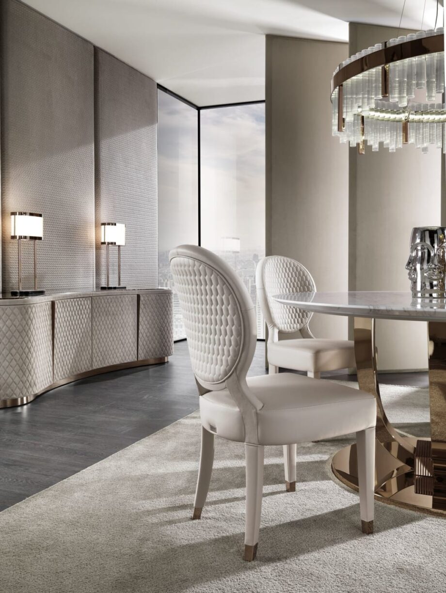 Form sideboard | DV home. Exquisite Art Deco buffet with elegant curves and luxurious finish options, including marble and leather.