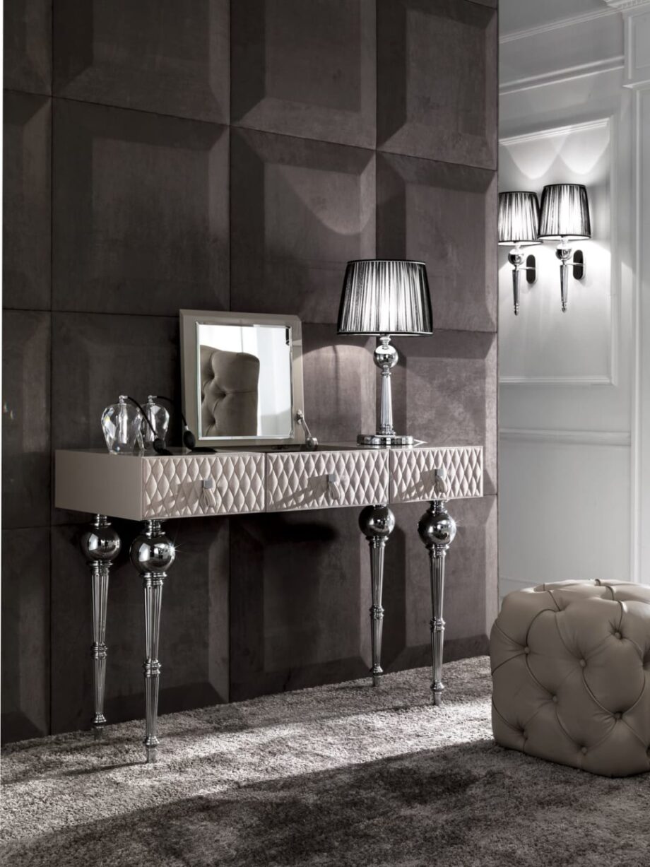 Douglas table lamp | DV home. An exquisite Art Deco table lamp with a lustrous metal base and a sophisticated pleated fabric shade.