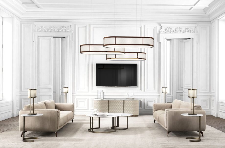Form sideboard | DV home. Exquisite Art Deco buffet with luxurious finishes, combining curved lines and a geometric pattern.