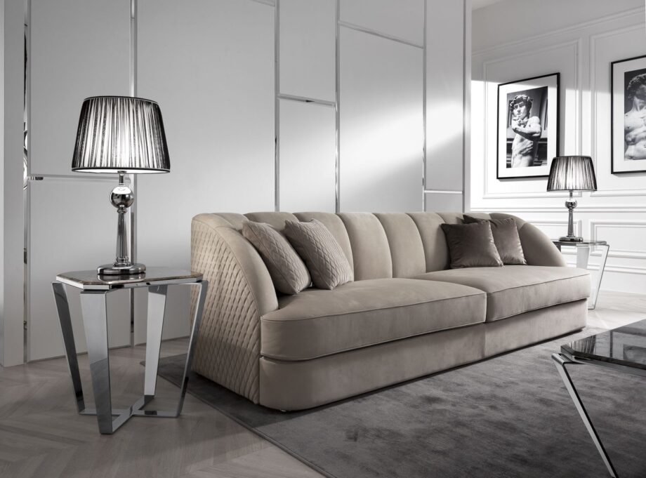 Douglas table lamp | DV home. An exquisite Art Deco table lamp with a lustrous metal base and a sophisticated pleated fabric shade.