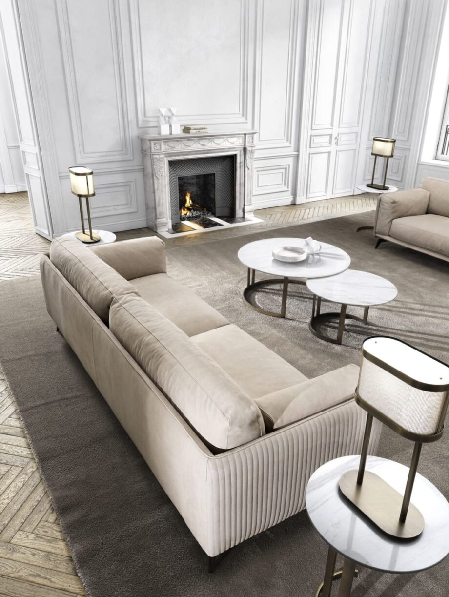 Hollywood coffee table | DV home. A luxurious Italian coffee table featuring a marble or wood top and an elegant metal base, embodying the Art Deco style.