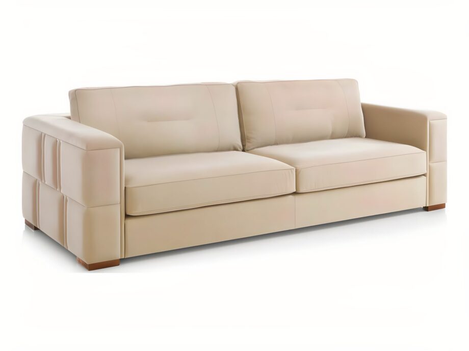 Manhattan sofa | DV home. Luxurious Art Deco sofa with goose feather cushions and a striking steel frame, offering unparalleled comfort and style.