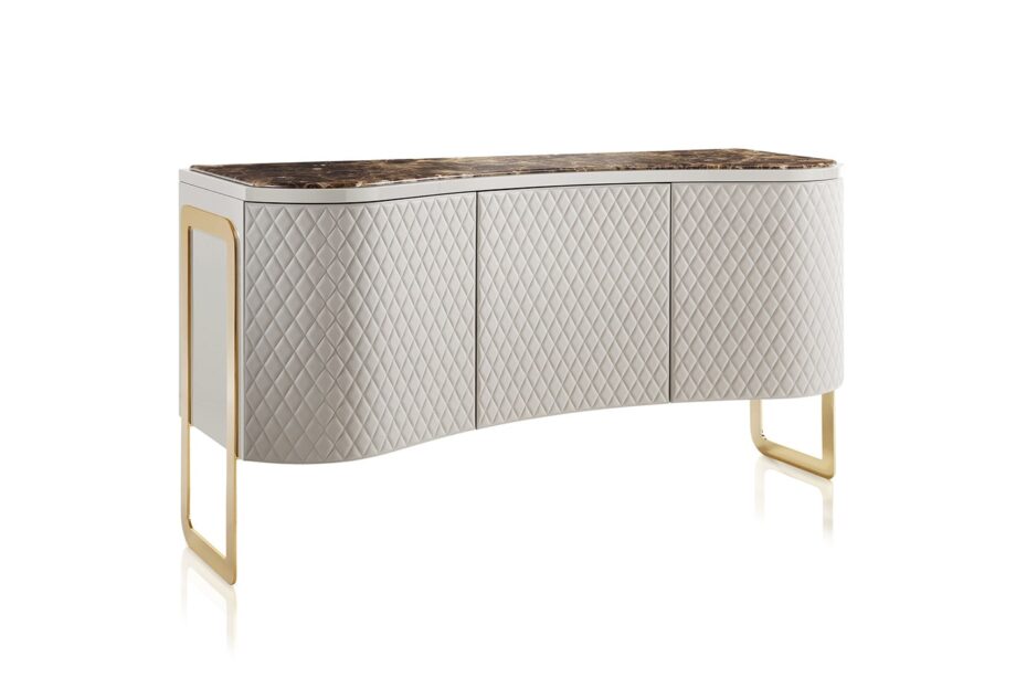 Form sideboard | DV home. Exquisite Art Deco buffet with luxurious finishes, combining curved lines and a geometric pattern.
