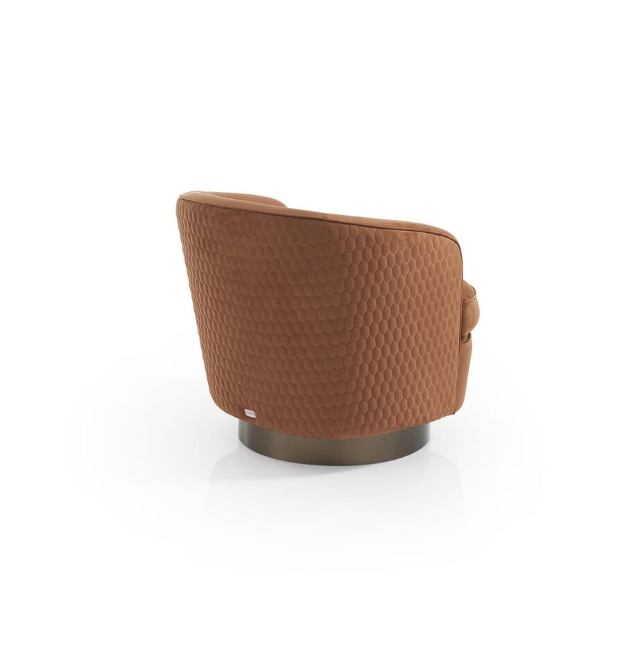 Coco armchair | DV home. Elegant swivel armchair with a luxurious design and polished stainless steel base, offering exceptional comfort.