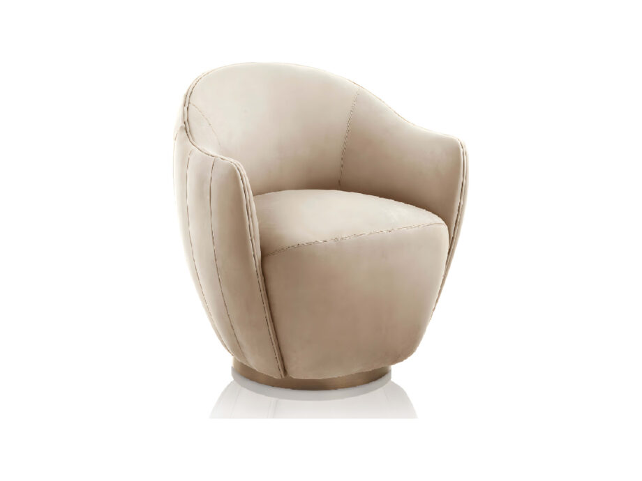Hermes armchair | DV home. Luxurious Art Deco swivel armchair with a polished stainless steel base, offering supreme comfort and style.