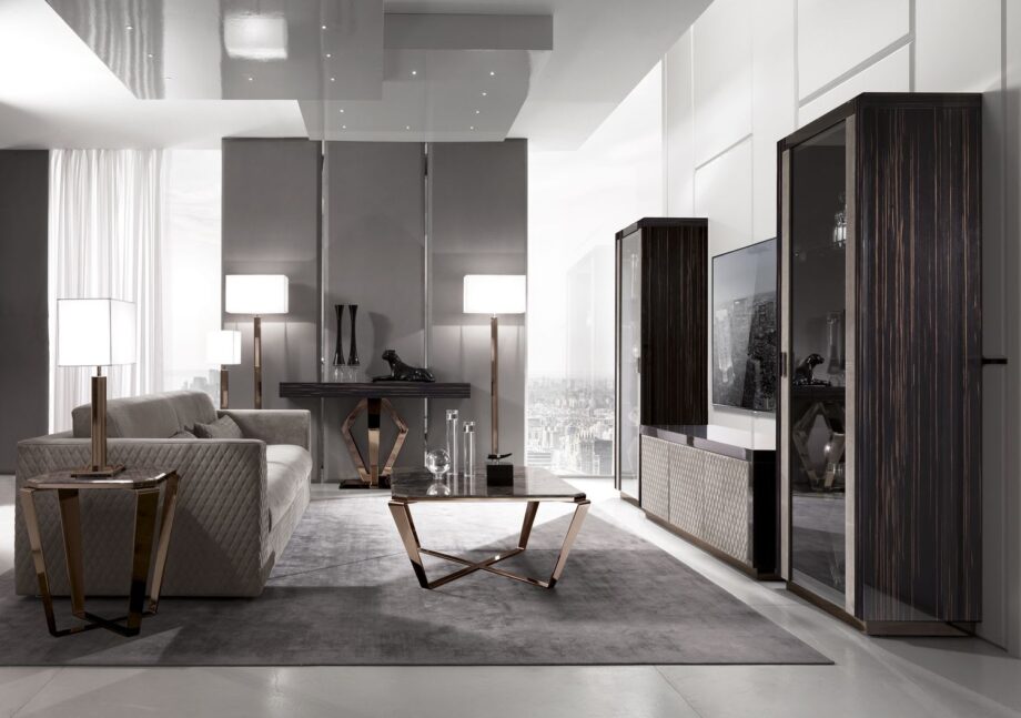 Ritz coffee table | DV home. Exquisite coffee table with a marble top and metal base, combining luxury and functionality.