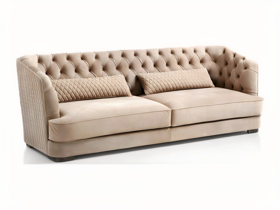 Vogue sofa | DV home. Luxurious tufted sofa with solid wood frame and high-density foam for supreme comfort, customizable in premium fabrics and leathers.