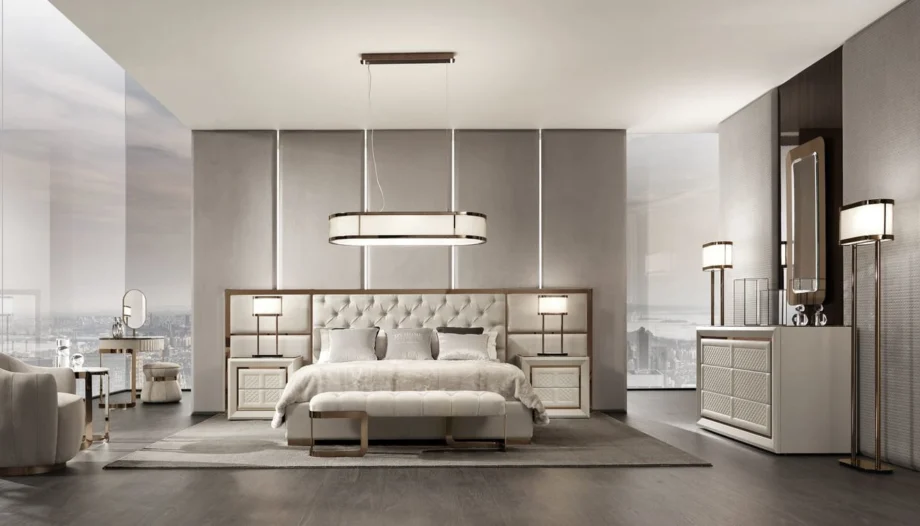 Adler Square chest of drawers | DV home. Exquisite Art Deco drawer unit with quilted leather frontals, marble top, and luxurious metal accents.