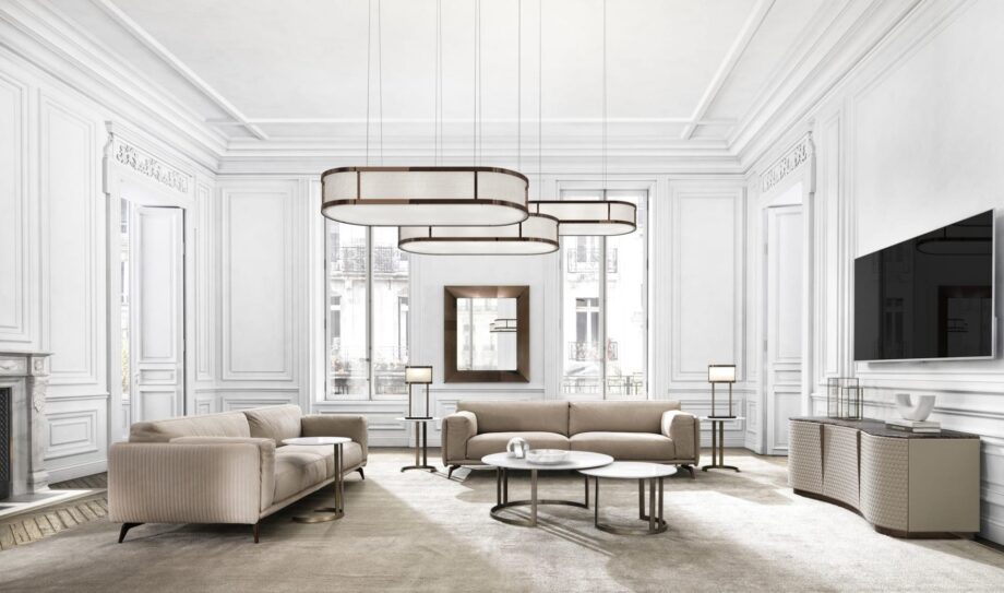 Hollywood coffee table | DV home. A luxurious Italian coffee table featuring a marble or wood top and an elegant metal base, embodying the Art Deco style.