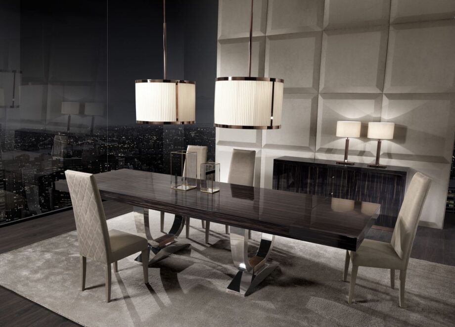 Windsor chandelier | DV home. Exquisite Art Deco chandelier featuring a metal frame and pleated fabric shade, perfect for luxurious interiors.