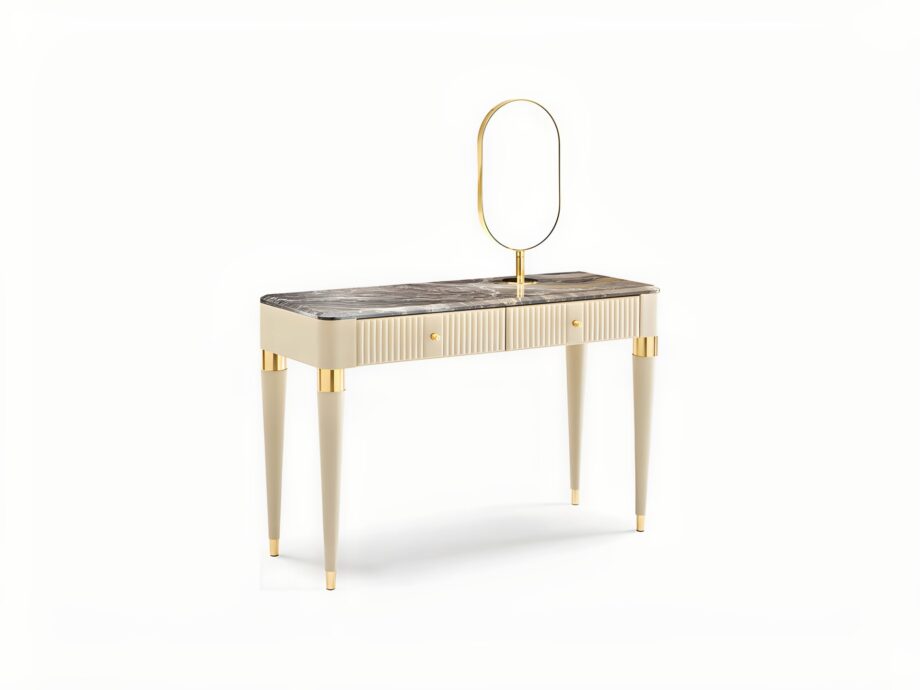 Hollywood dressing table | DV home. An exquisite Art Deco console, featuring rich material options and elegant metal accents, perfect for luxurious interiors.
