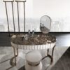 Gordon floor lamp | DV home. Elegant floor lamp with a metal structure and fabric shade, embodying luxurious Art Deco design.