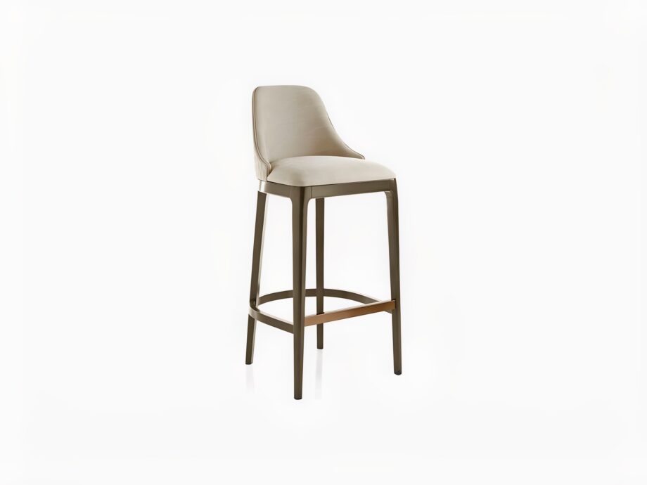 Egoist bar chair | DV home. Exquisite bar stool featuring a solid wood frame and quilted upholstery, offering exceptional comfort and refined style.