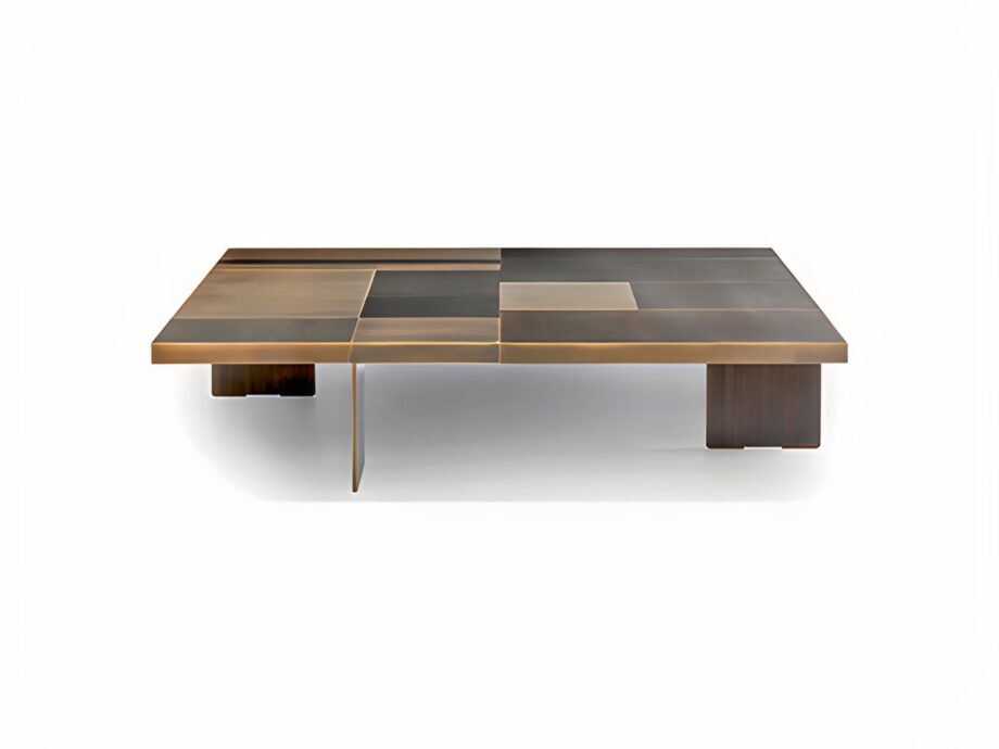 Field coffee table | Rugiano. Exquisite coffee table with a hand-brushed bronze top, creating a captivating interplay of light and geometry.