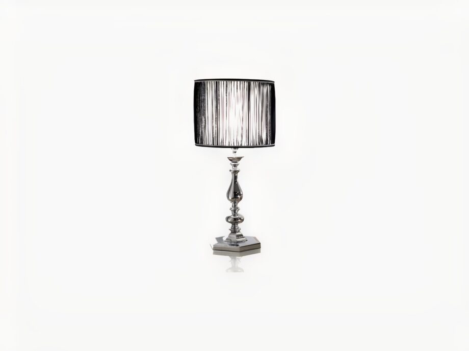Egoist table lamp | DV home. Exquisite handmade table lamp combining shining brass/chrome and a pleated fabric shade for a luxurious accent.