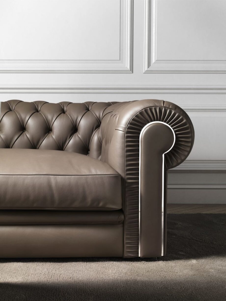 King Chester sofa | DV home. Luxurious tufted sofa, handcrafted in Italy, offering unparalleled comfort and a statement of refined elegance.