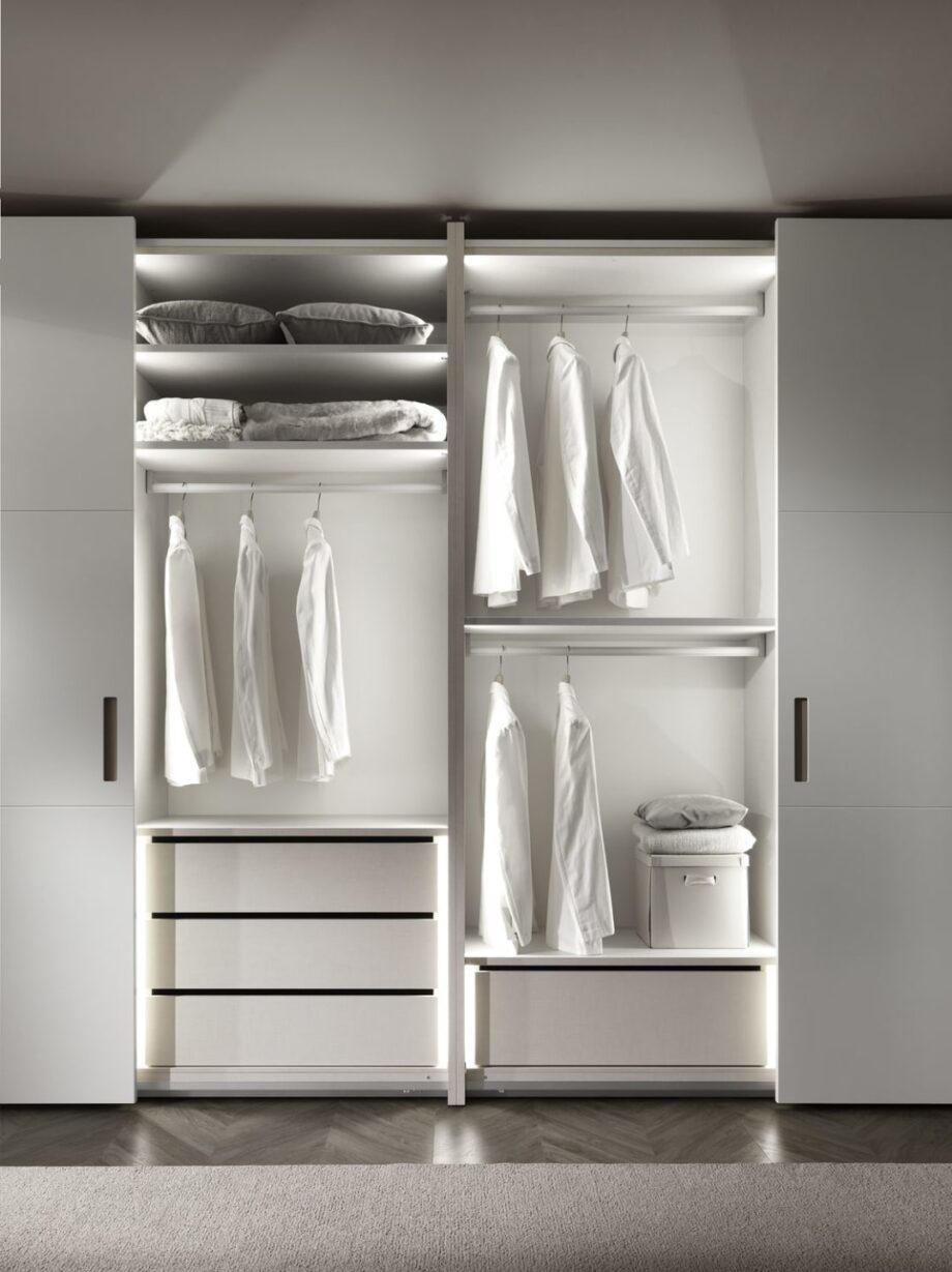 Elite wardrobe | DV home. Custom-made luxury wardrobe with sleek sliding doors and refined material finishes.