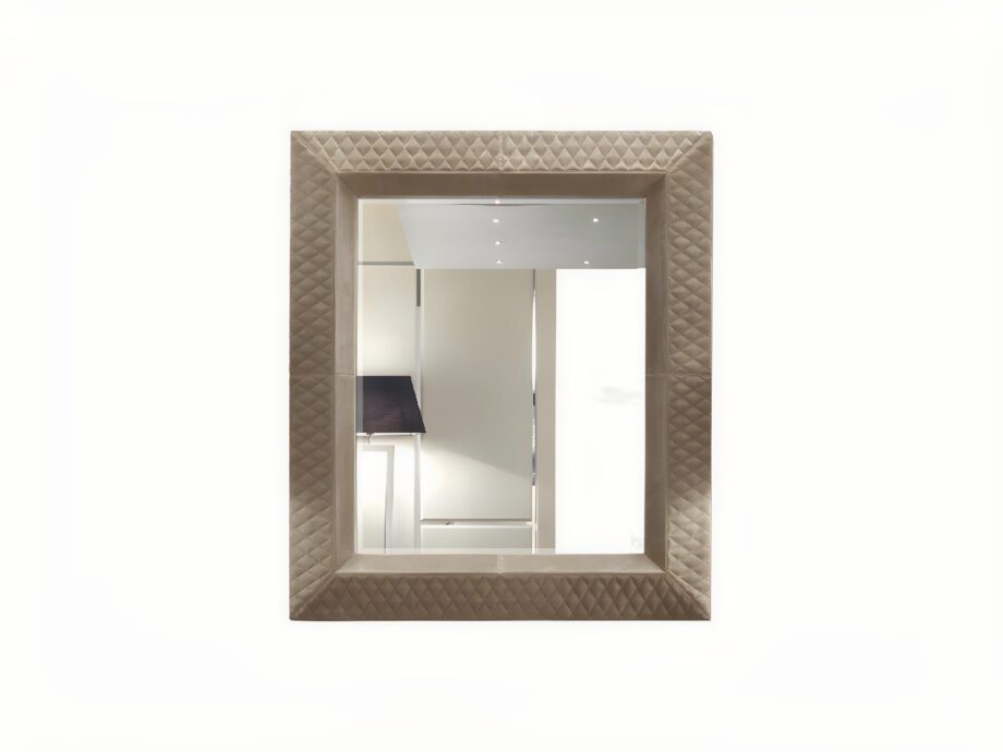 Byron mirror | DV home. Luxurious Art Deco mirror with solid wood frame, upholstered in premium leather, available in quilted finish.