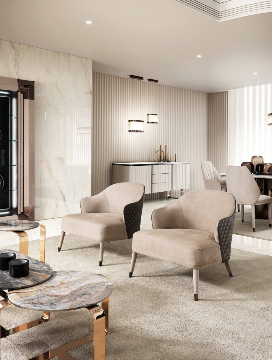Manhattan armchair | DV home. Luxurious armchair blending Art Deco elegance with exceptional comfort and exquisite craftsmanship.