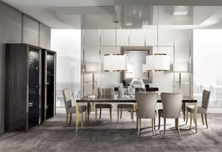 Envy display cabinet | DV home. Luxurious Art Deco display cabinet with integrated lighting and tempered glass shelves.