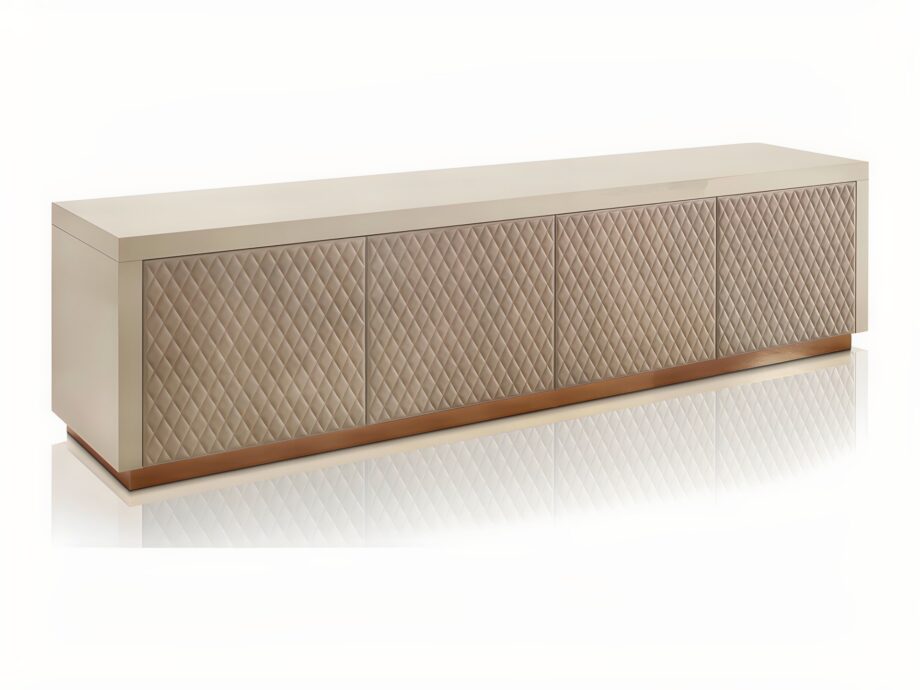 Envy tv furniture | DV home. Luxurious Art Deco TV unit with sophisticated design, mirrored facades, and functional shelving.