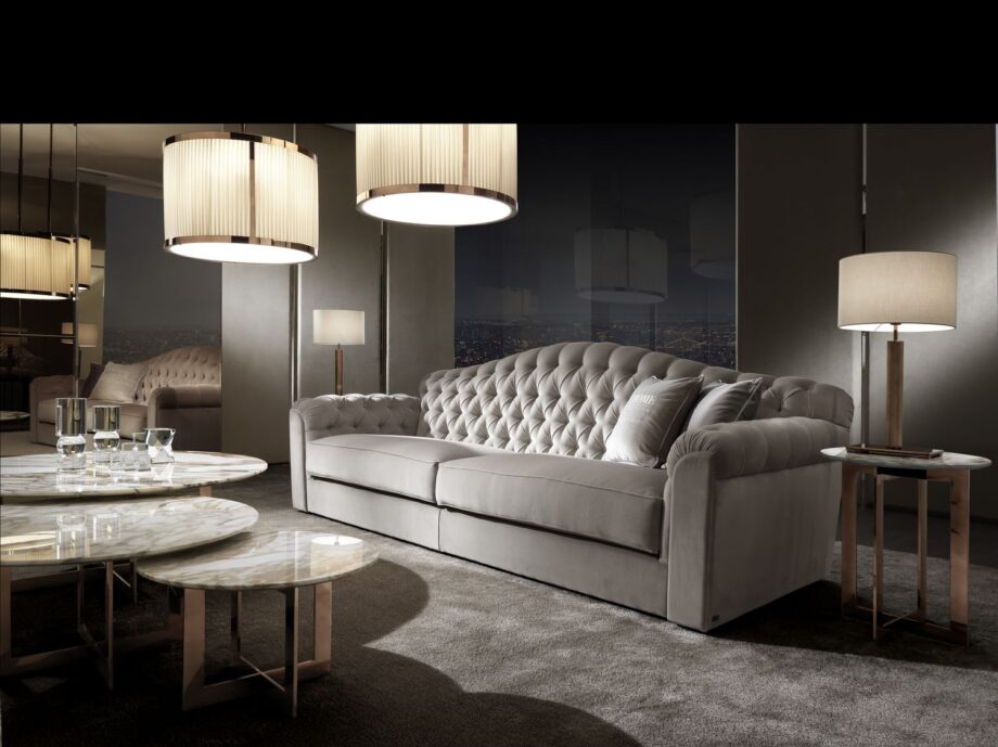 Egoist sofa | DV home. Luxuriously tufted sofa with a solid wood structure and customizable upholstery, offering bespoke comfort and timeless elegance.