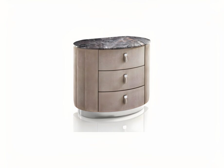 Vogue bedside table | DV home. An exquisite Art Deco nightstand with luxurious finishes and soft-close drawers, offering elegant storage and sophisticated style for any bedroom.
