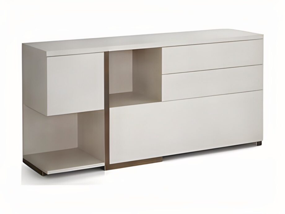Mondrian chest of drawers | Rugiano. Exquisite chest of drawers with asymmetrical design, combining open shelves and drawers for a modern interior.