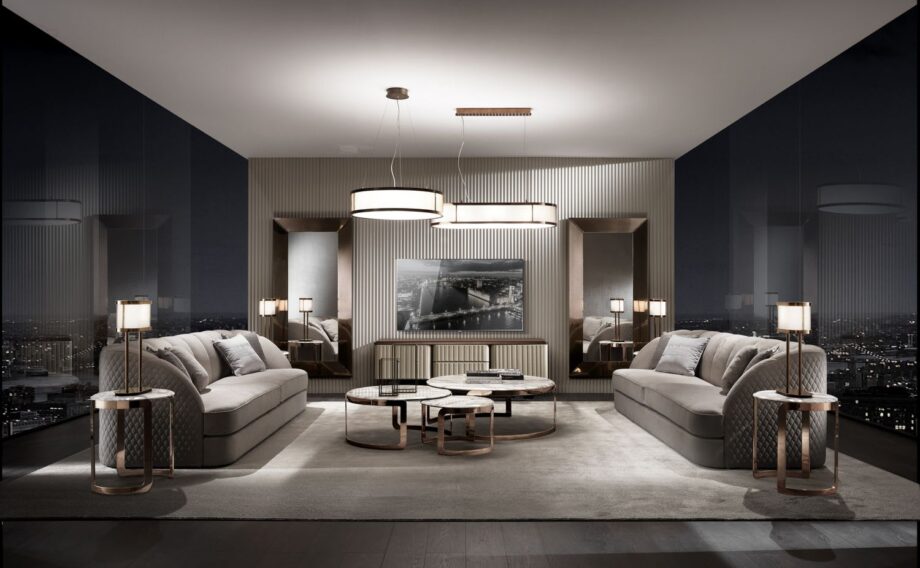 Coco coffee table | DV home. Elegant round coffee table with a metal base and luxurious marble top, handcrafted in Italy.