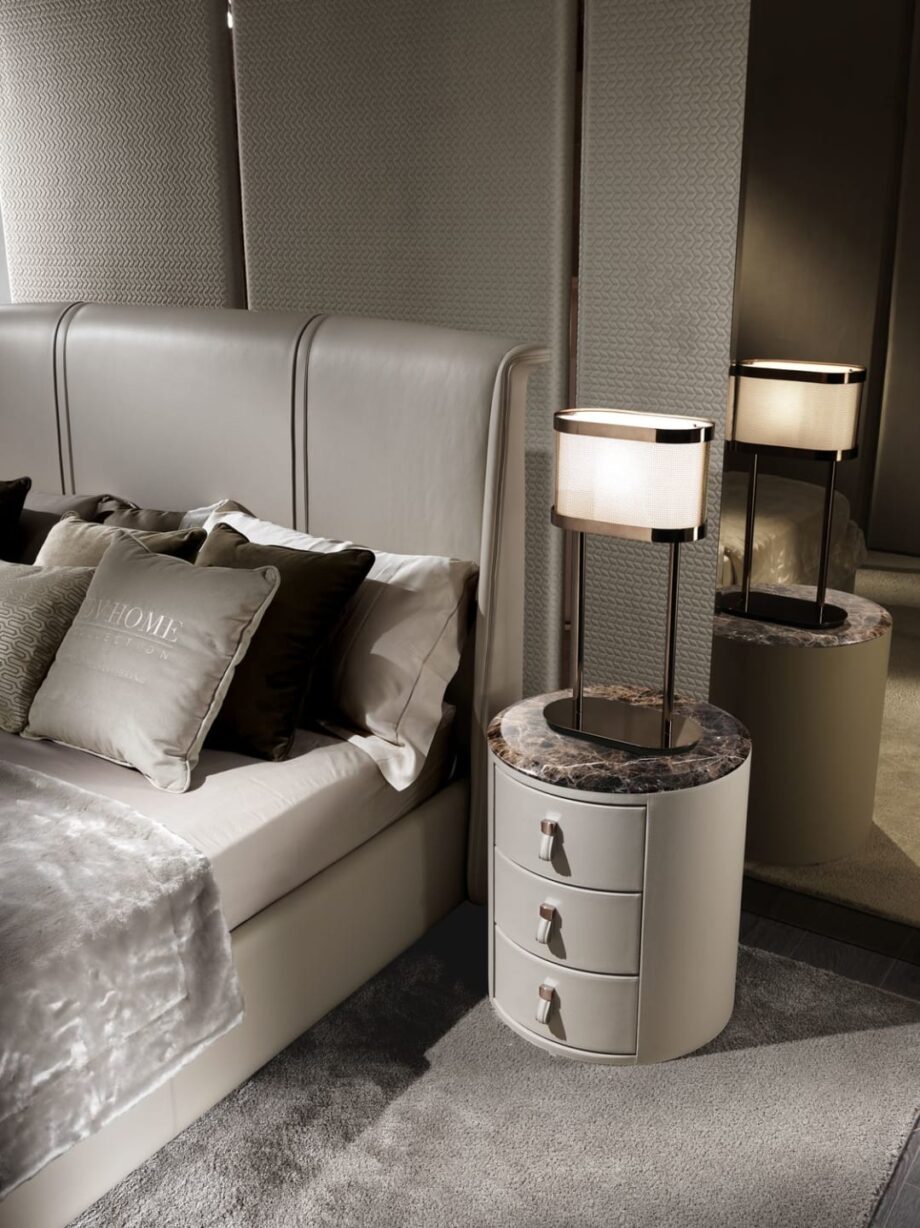 Coco bed | DV home. Luxurious bed with a high upholstered headboard, embodying Art Deco elegance and supreme comfort.