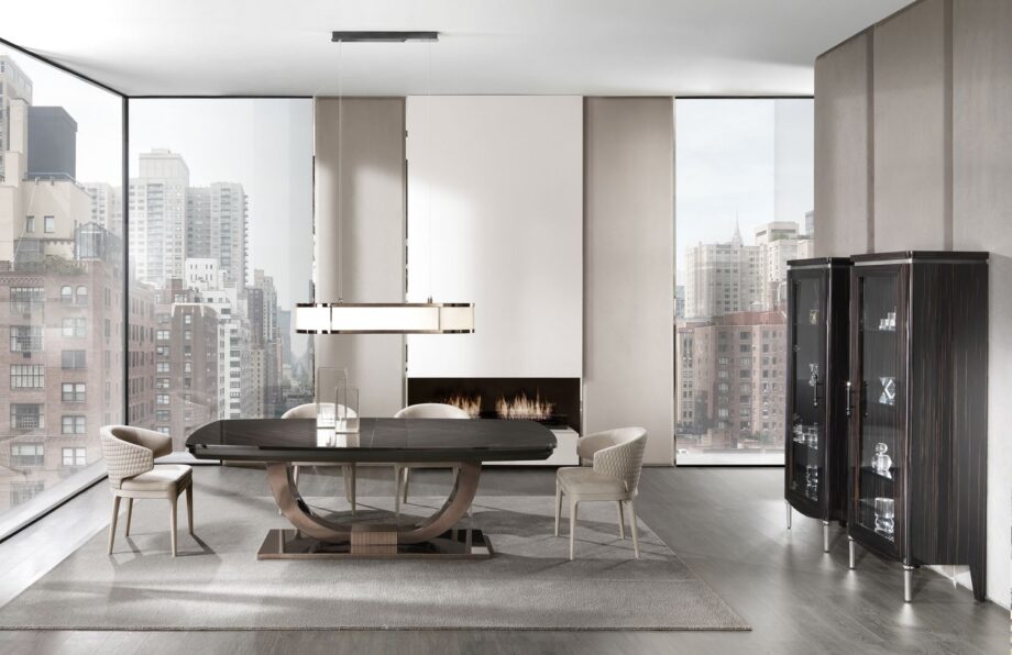 Heritage table | DV home. Exquisite extendable table with Art Deco allure, featuring luxurious finishes and versatile design for grand interiors.
