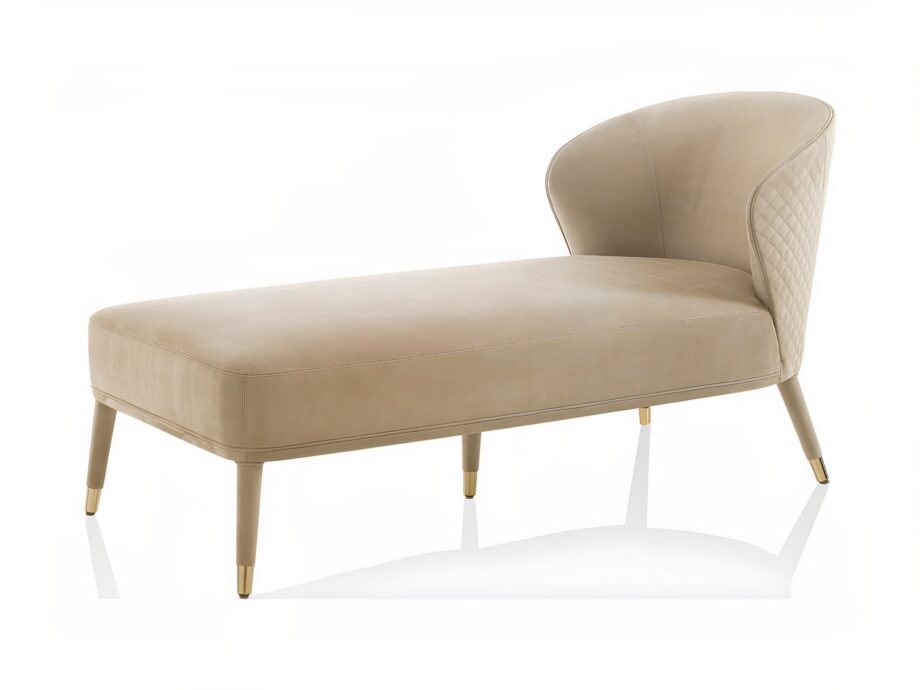 Manhattan Dormeuse chaise longue | DV home. An exquisite Art Deco inspired chaise longue with a distinctive quilted back and luxurious upholstery options.