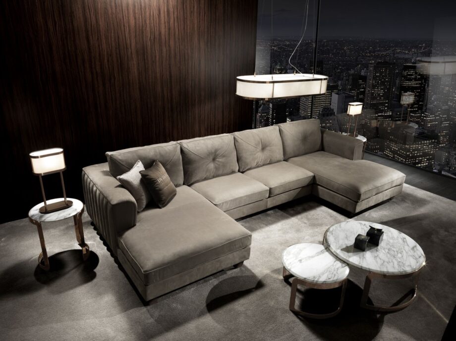 Beverly sofa | DV home. Handmade Italian luxury sofa with goose feather cushions and sleek metal feet, designed for ultimate comfort and style.