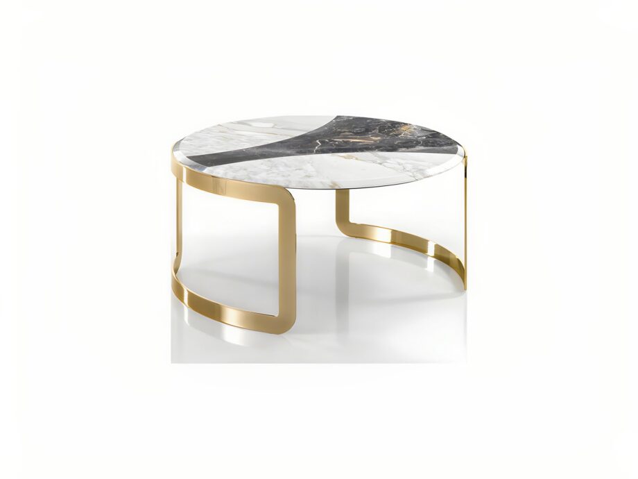 Coco Mosaico coffee table | DV home. Elegant Art Deco coffee and side tables with marble tops and metal bases.