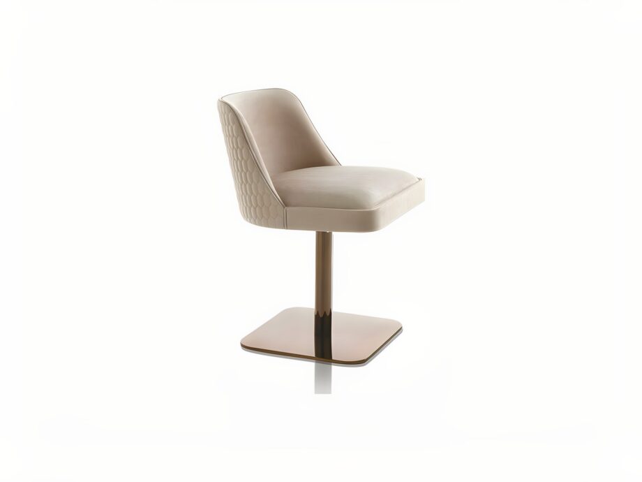 Elite chair | DV home. Swivel chair with elegant quilted back and polished steel base, perfect for modern interiors.