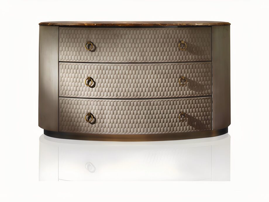 Charlotte chest of drawers | DV home. Luxurious chest of drawers featuring unique hexagon-patterned fronts, premium leather or wood veneer, and elegant marble top options.