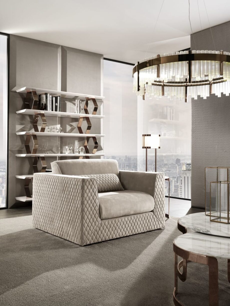 Cooper Quilt armchair | DV home. Exquisite armchair with unique quilted upholstery, handcrafted in Italy for ultimate comfort and luxury.