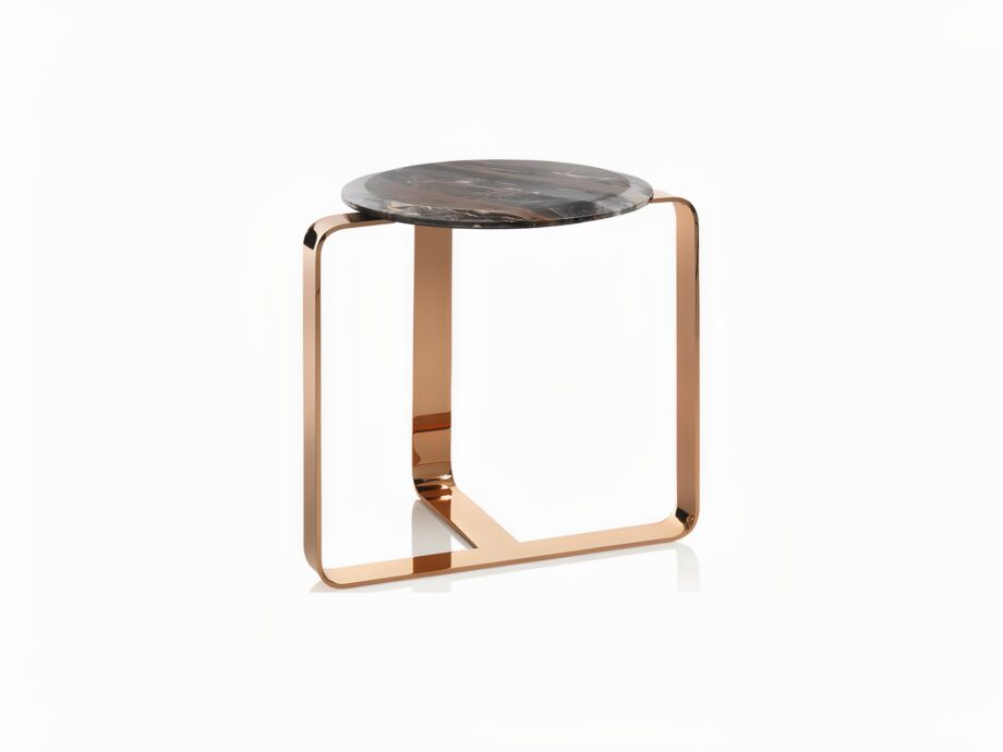 Elite coffee table | DV home. Exquisite designer lamp table featuring a luxurious marble top and a glossy metallic base.