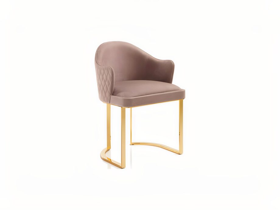 Ritz Low chair | DV home. Designer armchair with soft quilted armrests and a shining chrome base.