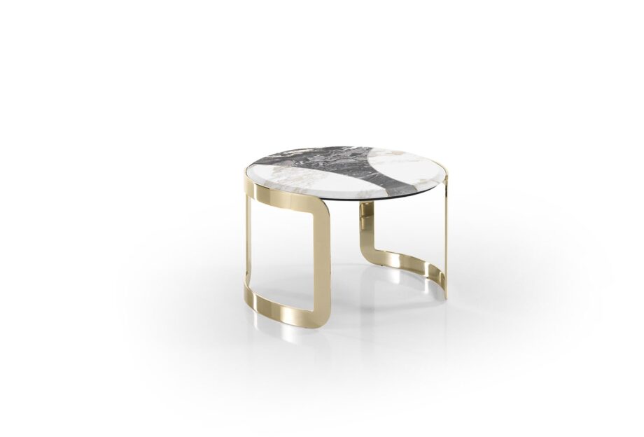 Coco Mosaico coffee table | DV home. Elegant Art Deco coffee and side tables with marble tops and metal bases.