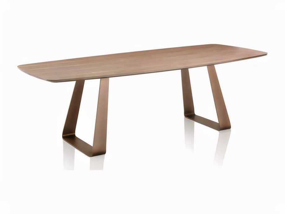 Elite table | DV home. Exquisite dining table with a metal base and wood or marble top, crafted in Art Deco style.