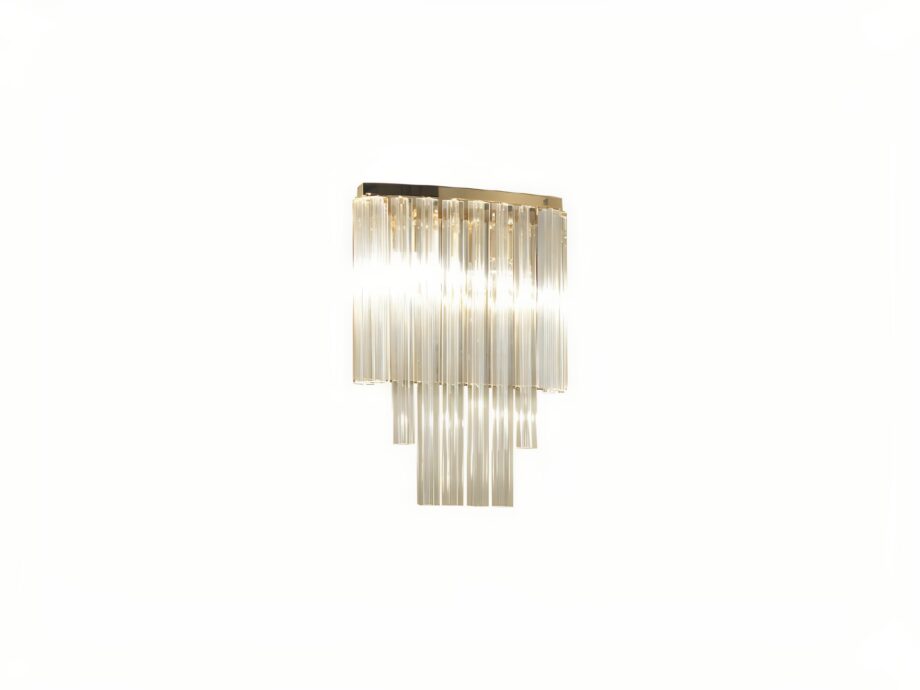 Hermes wall lamp | DV home. Exquisite Art Deco wall lamp with shining chrome and cascading natural crystals, a statement of luxury and refined taste.