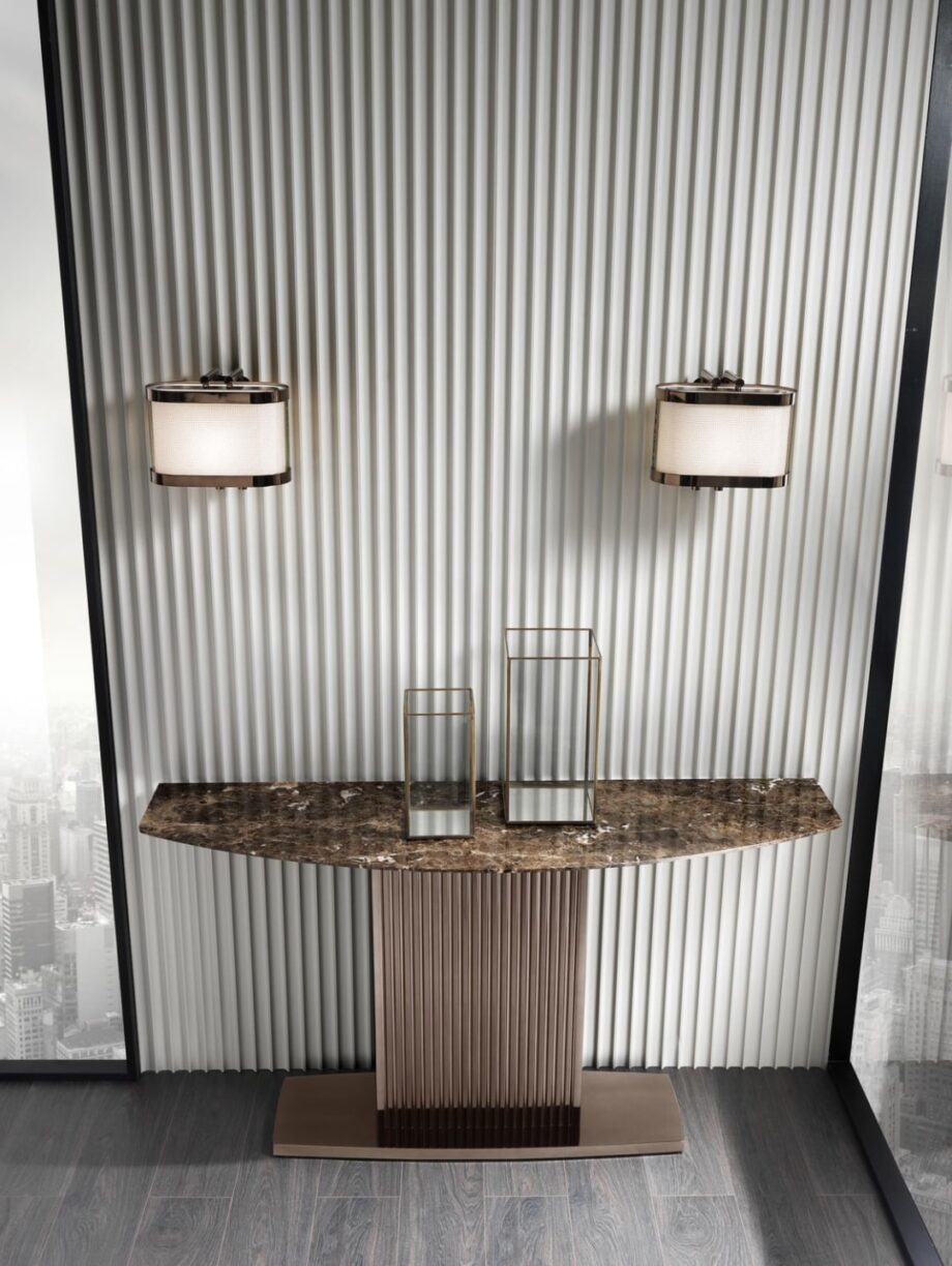 Windsor console | DV home. Exquisite console with a marble top and metal base in Art Deco style.