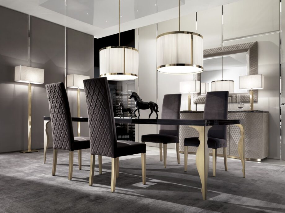 Form Plus sideboard | DV home. Exquisite buffet with curved forms, quilted leather doors, and a luxurious marble top.