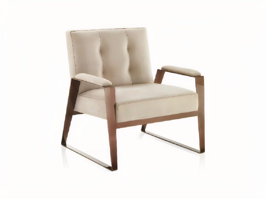 Ritz armchair | DV home. Exquisite armchair with solid wood frame and glossy chrome steel structure, perfect for luxury interiors.