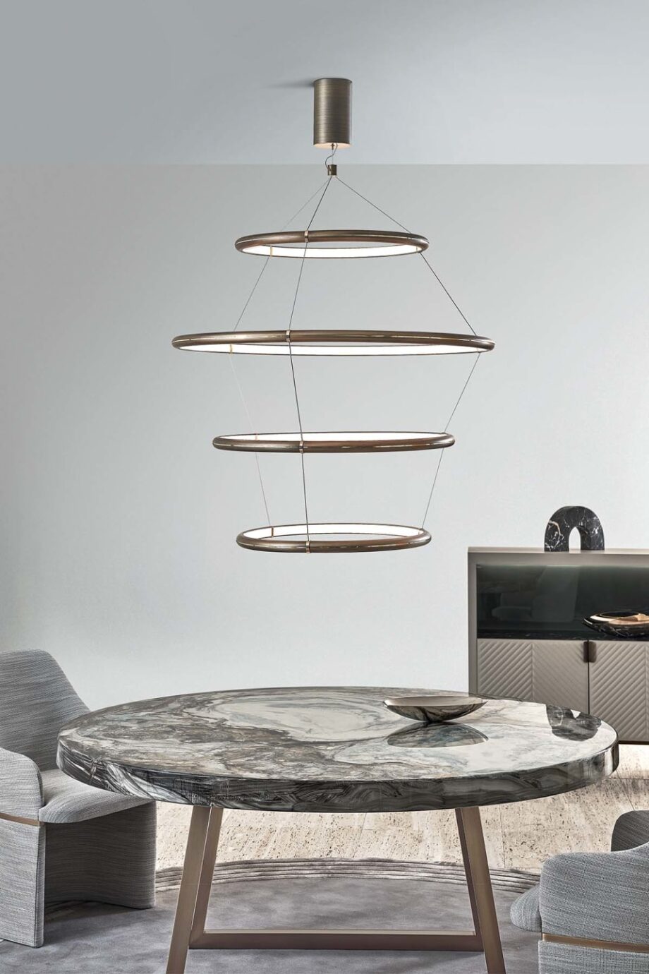 Halo Ceiling ceiling lamp | Rugiano. Elegant modular bronze lights with glossy gold, for creating unique compositions.